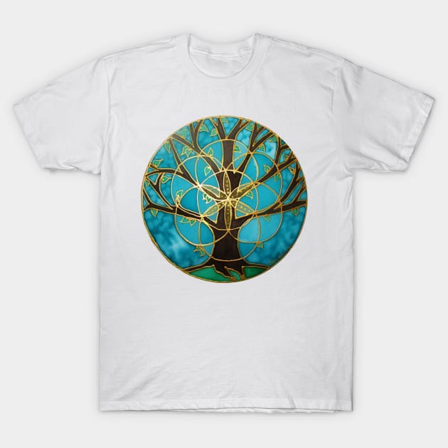 Gold and Black Tree of Life T-Shirt by designsbycreation